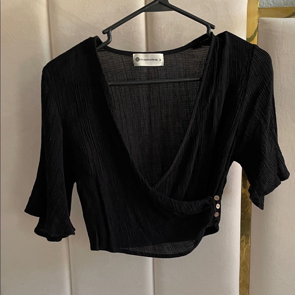 The Impeccable Pig Black Wrap Blouse